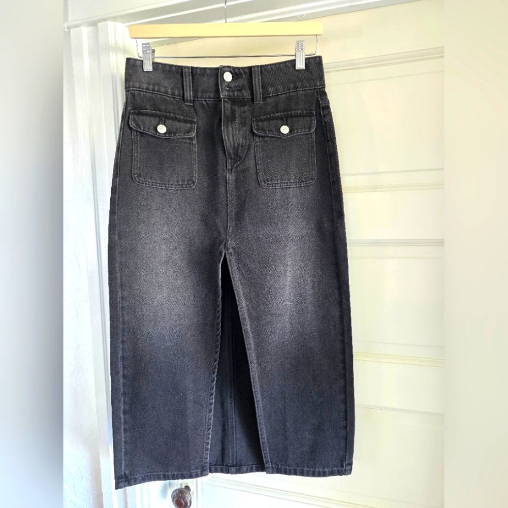 Free People Madison Black Denim Midi Skirt - Picture 4 of 9